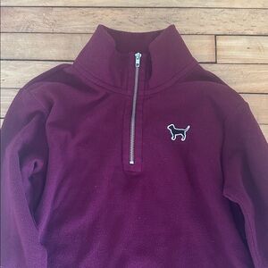 Burgundy Quarter-Zip Pullover with Dog Logo by Victoria's Secret PINK